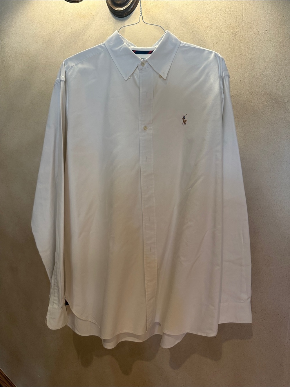 Ralph Lauren White Button-Down Dress Shirt with Pony Logo
